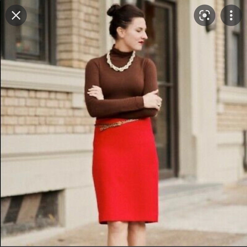 J Crew Wool Red Pencil Skirt